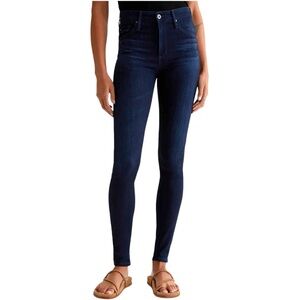 AG Jeans The Farrah High Rise Skinny Jean in Brooks Wash / Dark Blue Stretch